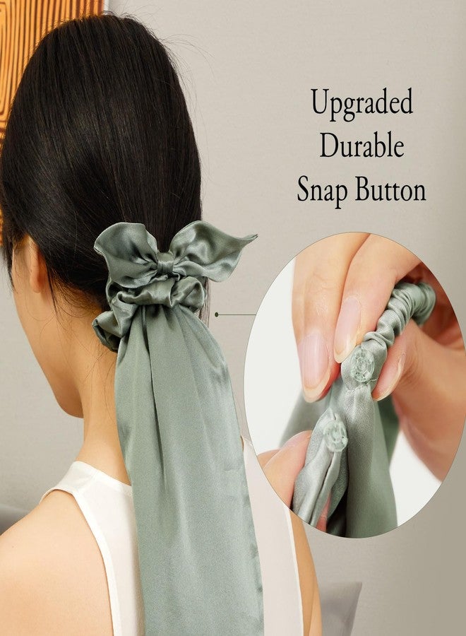 LILYSILK 100% Silk Bonnet for Sleeping & Daily Usage, 2-in-1 Silk Hair Ties with Silk Scrunchies for Long and Curly Hair Elastic Adjustable for Women Ladies and Girls Avocado Green - Image 5